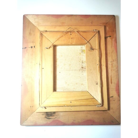 Oil Painting Signed J. Green Guilded Wood Frame Black Velvet Trim Vintage 1950s - Picture 8 of 8